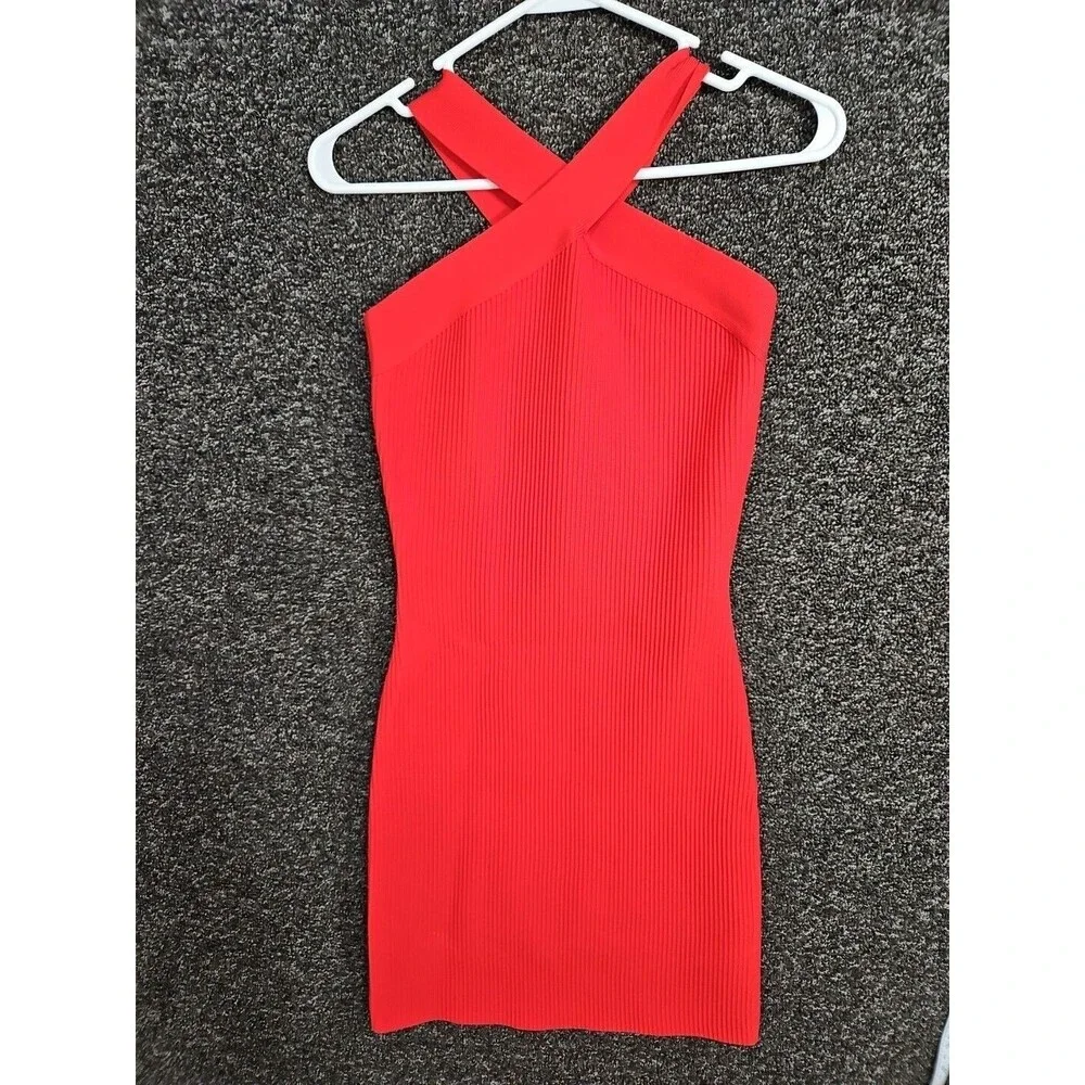 Sincerely Jules XS Red Stretch Knit Mini Bodycon Dress NWOT